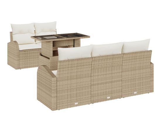 Zestaw sof ogrodowych vidaXL 6-częściowy z poduszkami beżowy polirattan Dārza mēbeļu komplekti