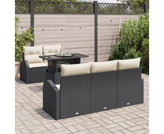 Zestaw sof ogrodowych vidaXL z poduszkami czarny polirattan Dārza mēbeļu komplekti