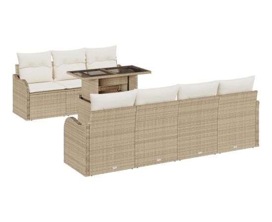 vidaXL 8-częściowy zestaw sof ogrodowych z poduszkami beżowy polirattan Dārza mēbeļu komplekti