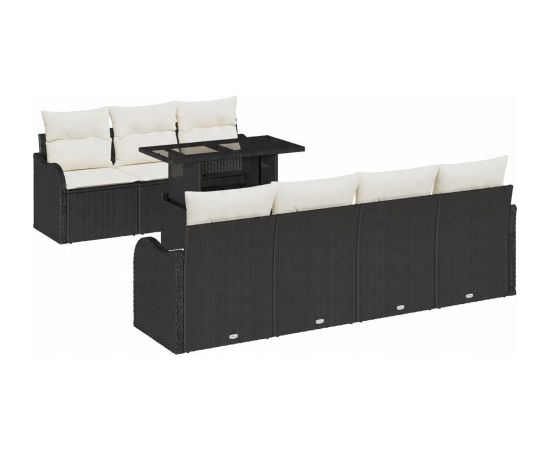 8-częściowy zestaw sof ogrodowych vidaXL z poduszkami czarny polirattan Dārza mēbeļu komplekti