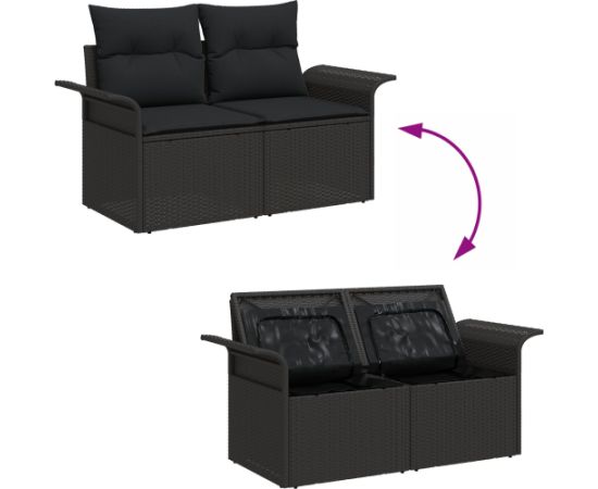 Vidaxl Zestaw 10-częściowy sof ogrodowych z poduszkami Czarny Polirattan Dārza mēbeļu komplekti