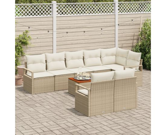 vidaXL 9-Częściowy zestaw sof ogrodowych z poduszkami Beżowy Polirattan Akacja Dārza mēbeļu komplekti