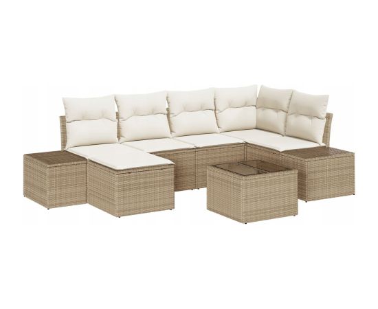 vidaXL 7-częściowy zestaw sofy ogrodowej z poduszkami brązowy polirattan Dārza mēbeļu komplekti