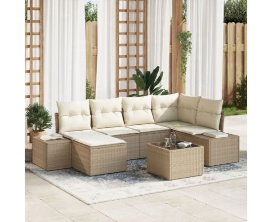 vidaXL 7-częściowy zestaw sofy ogrodowej z poduszkami brązowy polirattan Dārza mēbeļu komplekti