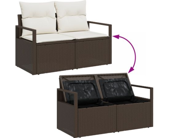 vidaXL 8-częściowy zestaw sofy ogrodowej z poduszkami brązowy polirattan Dārza mēbeļu komplekti