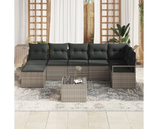 vidaXL 7-częściowy Zestaw Sof Ogrodowych z Poduszkami Czarny Polirattan Dārza mēbeļu komplekti