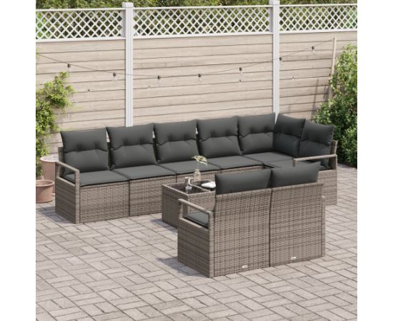 vidaXL 8-częściowy zestaw sof ogrodowych z poduszkami czarny polirattan Dārza mēbeļu komplekti