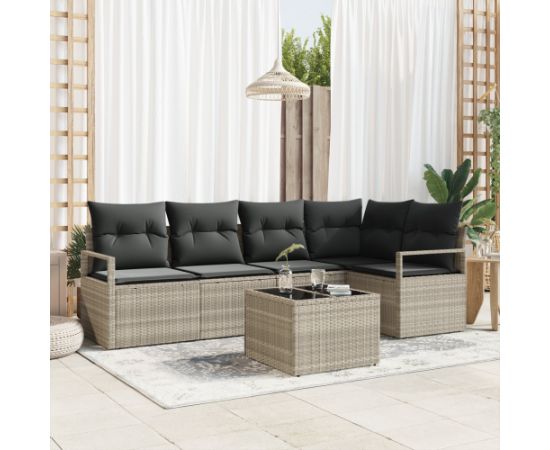 Zestaw sofy ogrodowej vidaXL 6 elementowy z poduszkami szary polirattan Dārza mēbeļu komplekti