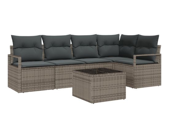 Zestaw sofy ogrodowej vidaXL z poduszkami czarny polirattan Dārza mēbeļu komplekti