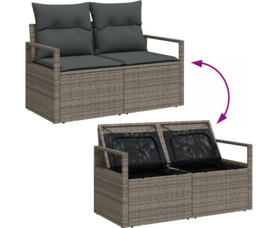 Zestaw sof ogrodowych vidaXL z poduszkami Szary Poli Rattan Dārza mēbeļu komplekti