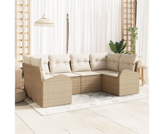 vidaXL 6-częściowy zestaw sof ogrodowych z poduszkami beżowy poli rattan Dārza mēbeļu komplekti