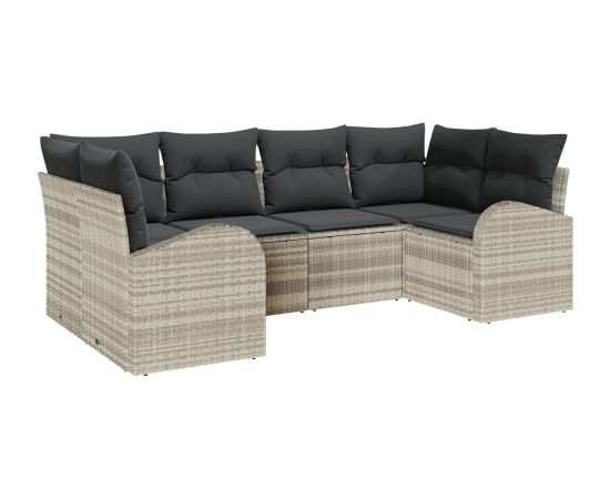 vidaXL 6-częściowy zestaw sof ogrodowych z poduszkami Jasnoszary Polirattan Dārza mēbeļu komplekti