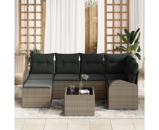 vidaXL 6-częściowy zestaw sof ogrodowych z poduszkami czarny polirattan Dārza mēbeļu komplekti