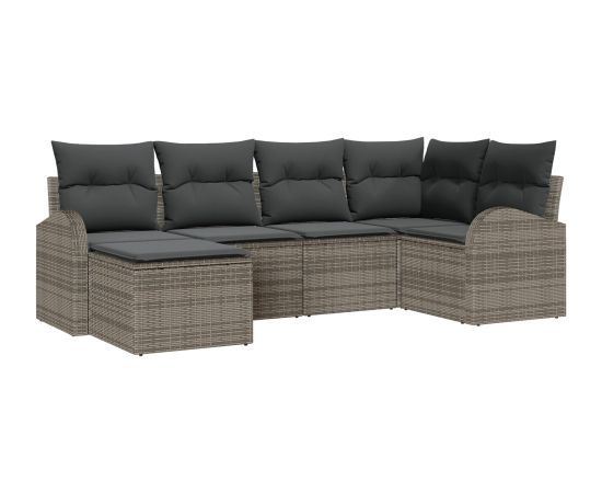 Vidaxl 6-częściowy zestaw sof ogrodowych z poduszkami szary polirattan Dārza mēbeļu komplekti