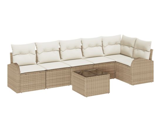 Zestaw sof ogrodowych vidaXL 7 części z poduszkami brązowy polirattan Dārza mēbeļu komplekti