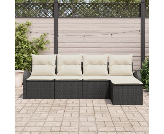 Vidaxl Zestaw 5-częściowy sof ogrodowych z poduszkami czarny polirattan Dārza mēbeļu komplekti