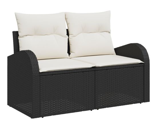 Vidaxl 4-częściowy zestaw sof ogrodowych z poduszkami czarny polirattan Dārza mēbeļu komplekti