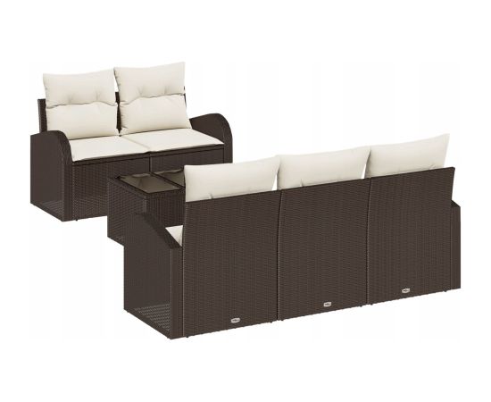 Vidaxl 6-Częściowy Zestaw Sof Ogrodowych Z Poduszkami Brązowy Polirattan Dārza mēbeļu komplekti