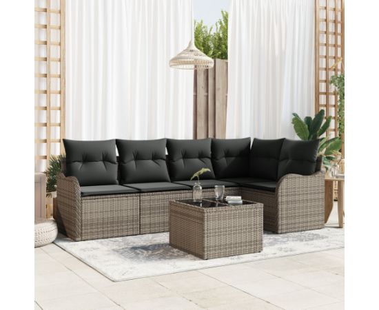 Vidaxl Zestaw 5-częściowy sof ogrodowych z poduszkami czarny polirattan Dārza mēbeļu komplekti