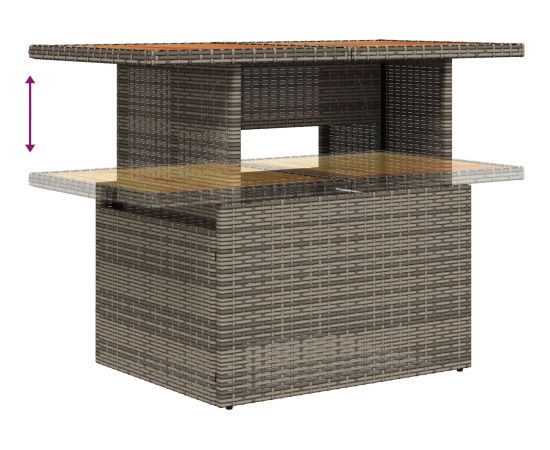 9-częściowy zestaw sof ogrodowych vidaXL z poduszkami szary polirattan akacja Dārza mēbeļu komplekti