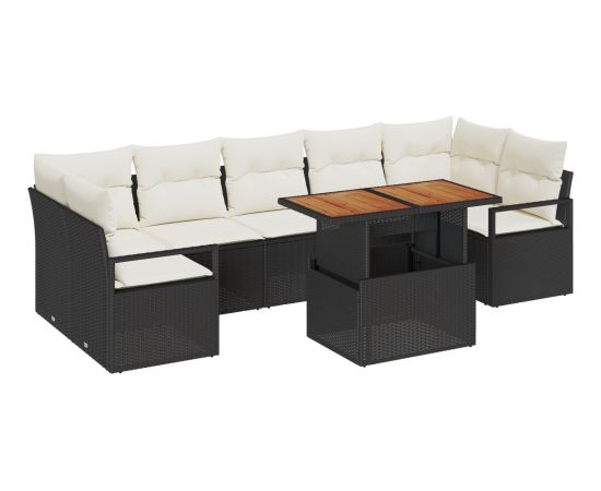 vidaXL 8-częściowy zestaw sof ogrodowych z poduszkami czarny rattan Dārza mēbeļu komplekti