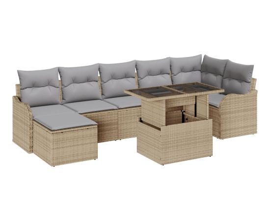 vidaXL 8 Częściowy Zestaw Sof Ogrodowych z Poduszkami Beżowy Poli Rattan Dārza mēbeļu komplekti