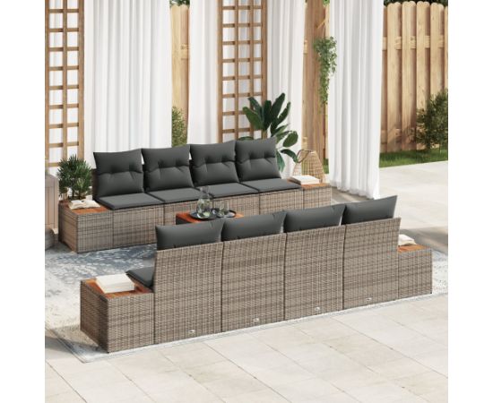 vidaXL Zestaw Sof Ogrodowych 9 Części z Poduszkami Szary Polirattan Akacja Dārza mēbeļu komplekti