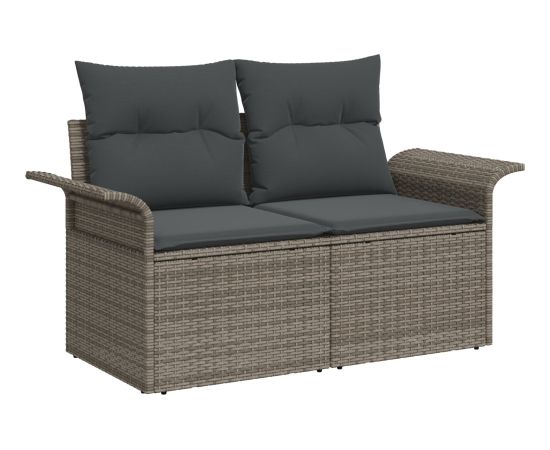 vidaXL 6-częściowy Zestaw Sof Ogrodowych z Poduszkami Szary Rattan Akacja Dārza mēbeļu komplekti