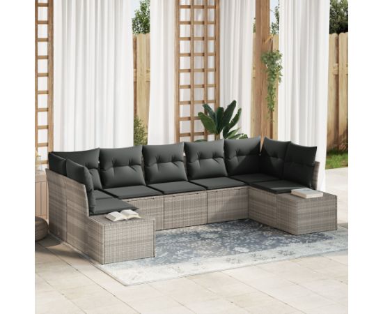 vidaXL 7 Częściowy Zestaw Sof Ogrodowych z Poduszkami Jasnoszary Polirattan Dārza mēbeļu komplekti