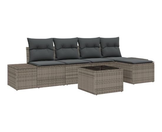 vidaXL Zestaw Sof Ogrodowych w 5 Części z Poduszkami Czarny Polirattan Dārza mēbeļu komplekti