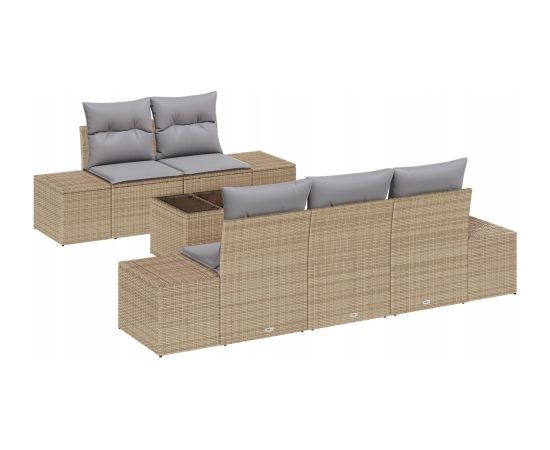 vidaXL Zestaw sof ogrodowych 6-częściowy z beżowymi poduszkami Dārza mēbeļu komplekti