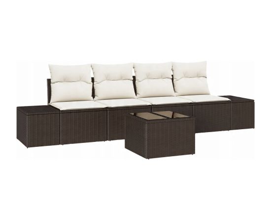 vidaXL 5-częściowy zestaw sof ogrodowych z poduszkami brązowy polirattan Dārza mēbeļu komplekti