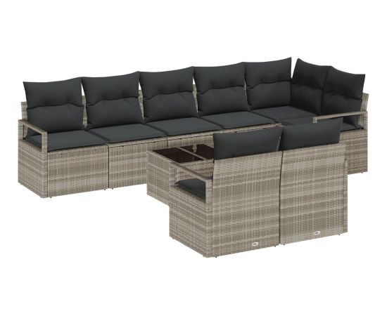 Vidaxl 9-częściowy zestaw sof ogrodowych z poduszkami szary polirattan Dārza mēbeļu komplekti