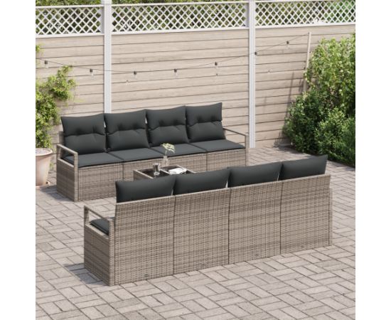 Vidaxl 9-częściowy zestaw sof ogrodowych z poduszkami Szary Polirattan Dārza mēbeļu komplekti