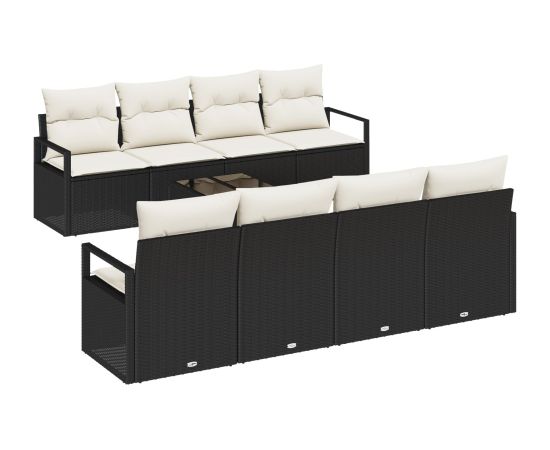 vidaXL 9-częściowy zestaw sof ogrodowych z poduszkami czarny polirattan Dārza mēbeļu komplekti