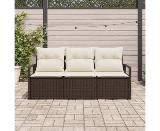 Zestaw sofy ogrodowej vidaXL 3-częściowy z poduszkami Brązowy Polirattan Dārza mēbeļu komplekti