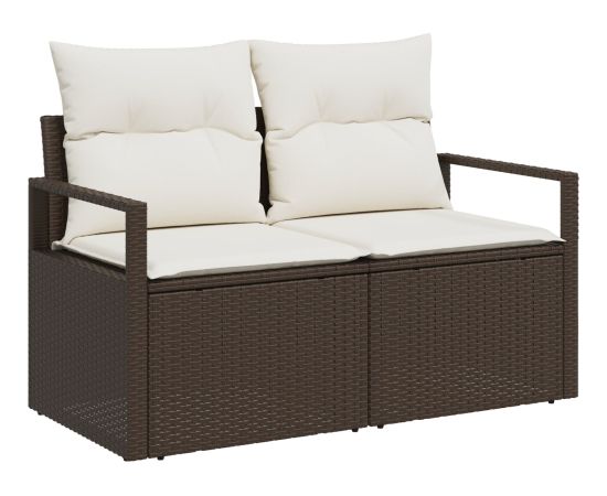 Zestaw sofy ogrodowej vidaXL 3-częściowy z poduszkami Brązowy Polirattan Dārza mēbeļu komplekti