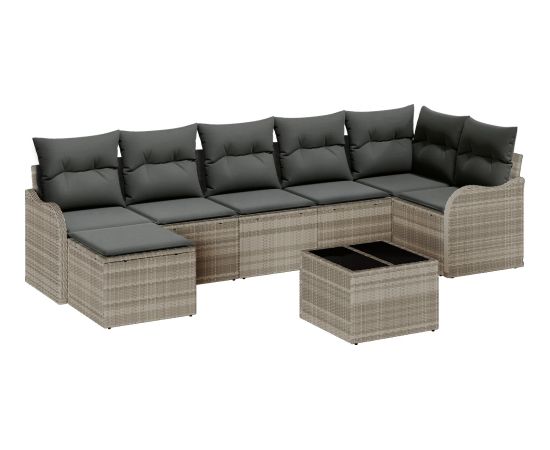 vidaXL 8-częściowy zestaw sof ogrodowych z poduszkami Szary Polirattan Dārza mēbeļu komplekti