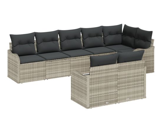 vidaXL 8-częściowy Zestaw Sof Ogrodowych z Poduszkami Jasnoszary Polirattan Dārza mēbeļu komplekti