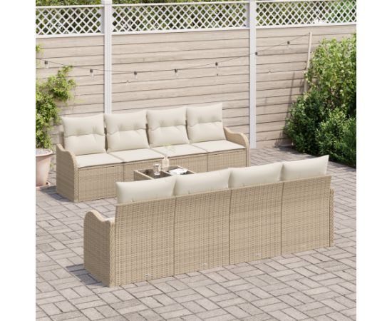 Zestaw sof ogrodowych vidaXL z poduszkami Beżowy Polirattan Dārza mēbeļu komplekti