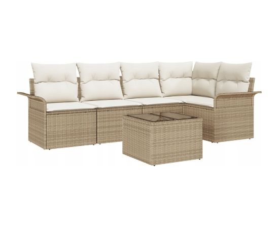 vidaXL Zestaw sof ogrodowych 6-częściowy z poduszkami brązowy polirattan Dārza mēbeļu komplekti