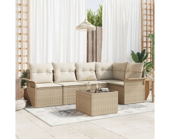 vidaXL Zestaw sof ogrodowych 6-częściowy z poduszkami brązowy polirattan Dārza mēbeļu komplekti