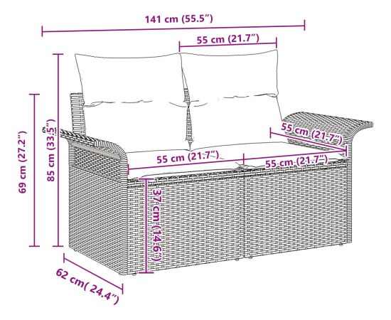 vidaXL Zestaw 5 częściowy sof ogrodowych z poduszkami Brązowy Polirattan Dārza mēbeļu komplekti
