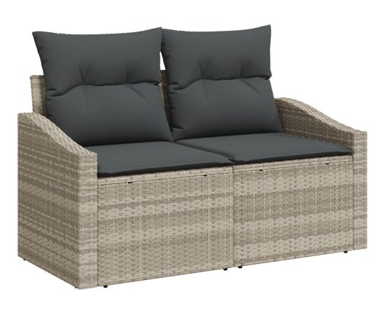 vidaXL zestaw 8 elementów sofa ogrodowa z poduszkami jasnoszary polirattan Dārza mēbeļu komplekti