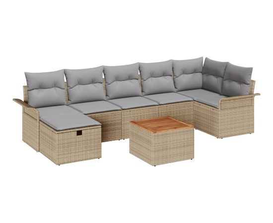 vidaXL Zestaw 8 elementów sof ogrodowych z poduszkami Beżowy Polirattan Dārza mēbeļu komplekti