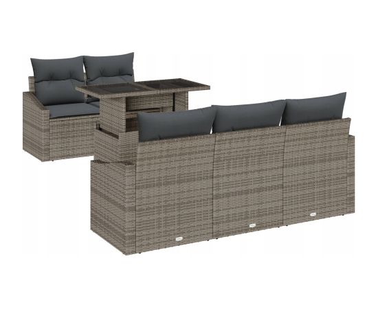 vidaXL 6-Częściowy Zestaw Kanapowy do Ogrodu z Poduszkami Szary Polirattan Dārza mēbeļu komplekti