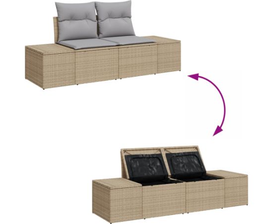 vidaXL 8-częściowy zestaw sof ogrodowych z poduszkami Beżowy Poli Rattan Dārza mēbeļu komplekti