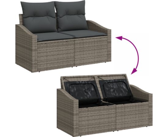 vidaXL Zestaw 7-elementowy do ogrodu z poduszkami Szary Polirattan Dārza mēbeļu komplekti