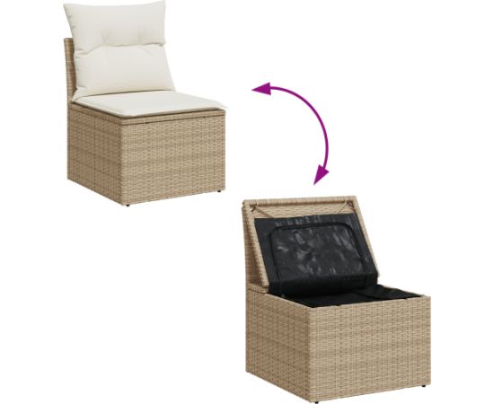 vidaXL Zestaw Jadalny 6-elementowy z Poduszkami Beżowy Polirattan Dārza mēbeļu komplekti