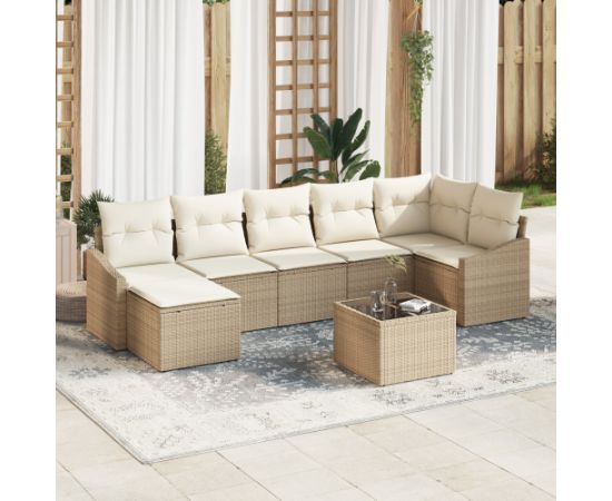 vidaXL Zestaw jadalny 8-częściowy z poduszkami brązowy polirattan Dārza mēbeļu komplekti